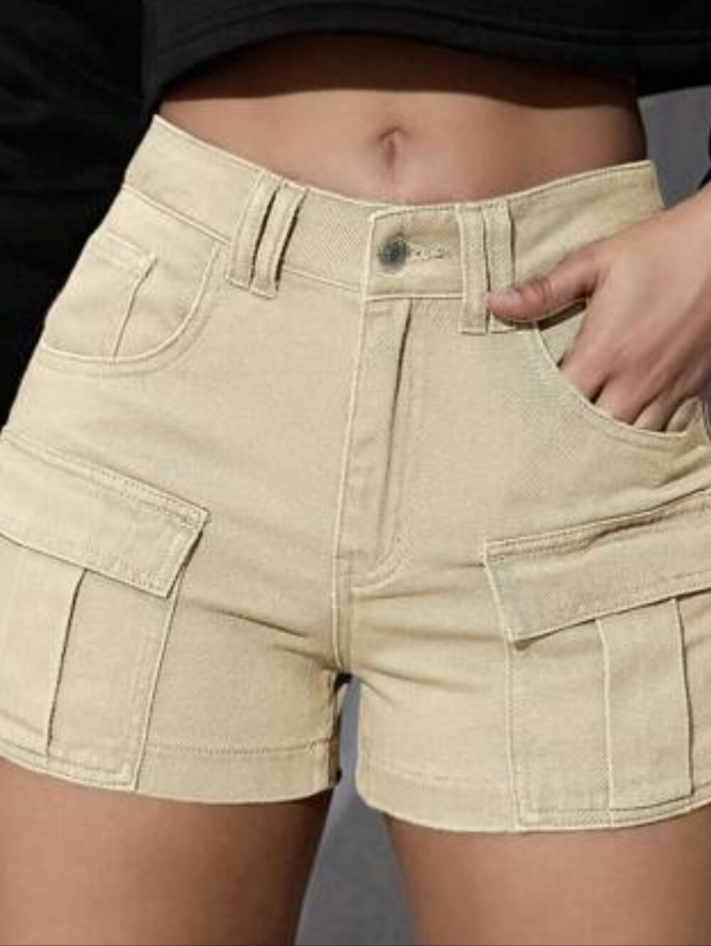 Vanilla Star Y2K Cream Women's Cargo  Micro Shorts